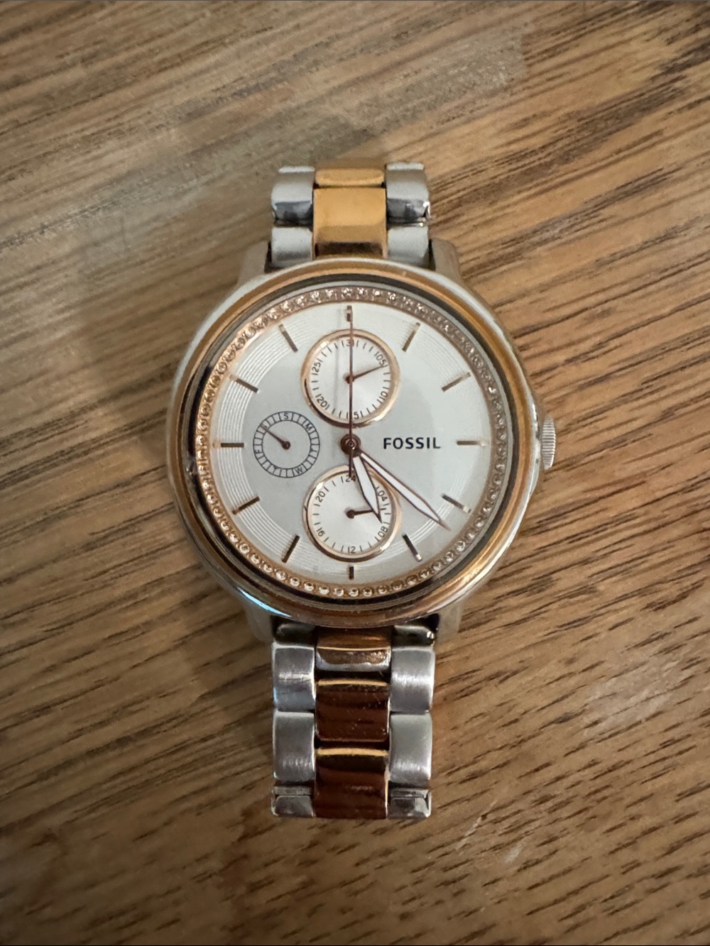 Fossil Two-Tone Silver and Rose Gold women’s Stainless Steel Watch